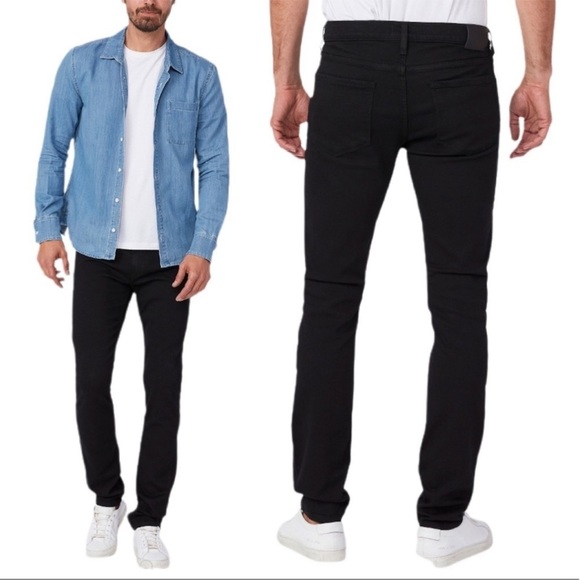 PAIGE Denim Lennox Skinny Fit Jeans TRANSCEND Black Shadow A1.